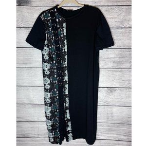 Zara Trafaluc T-Shirt Dress with Lace and Metal Ring Accents Sz S